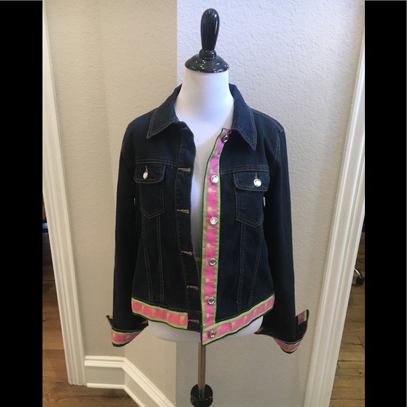 Molly B Denim Preppy Ribbon Trim Jean Jacket Size Medium - Picture 9 of 12